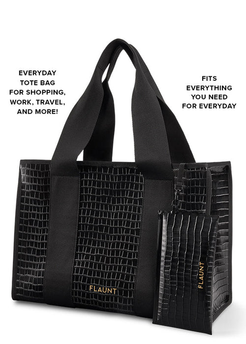 Black Crocodile Everyday Tote Bag