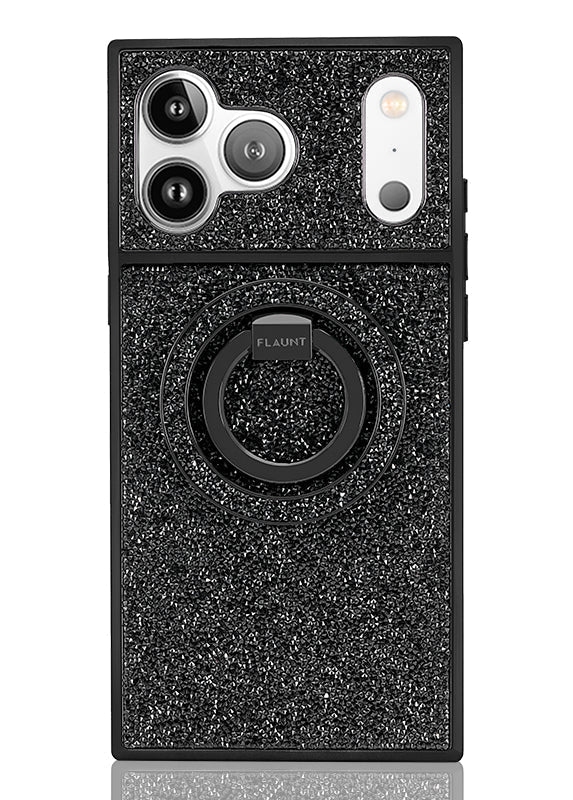 Black Crystal Elegance Premium Metallic MagSafe Phone Ring Stand (Works with MagSafe Cases Only)