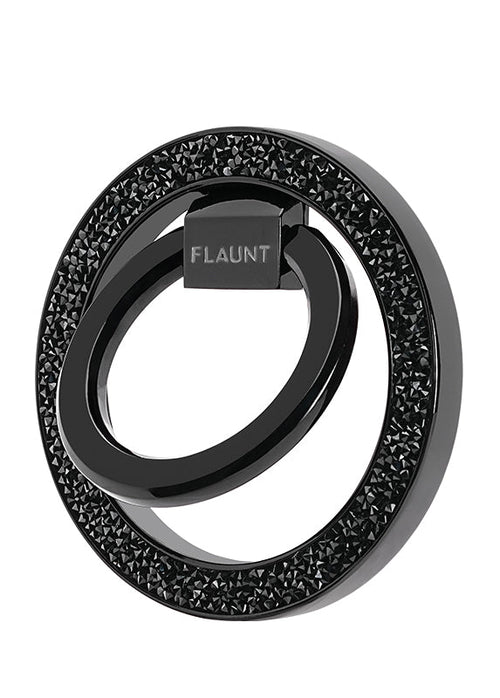 Black Crystal Elegance Premium Metallic MagSafe Phone Ring Stand (Works with MagSafe Cases Only)