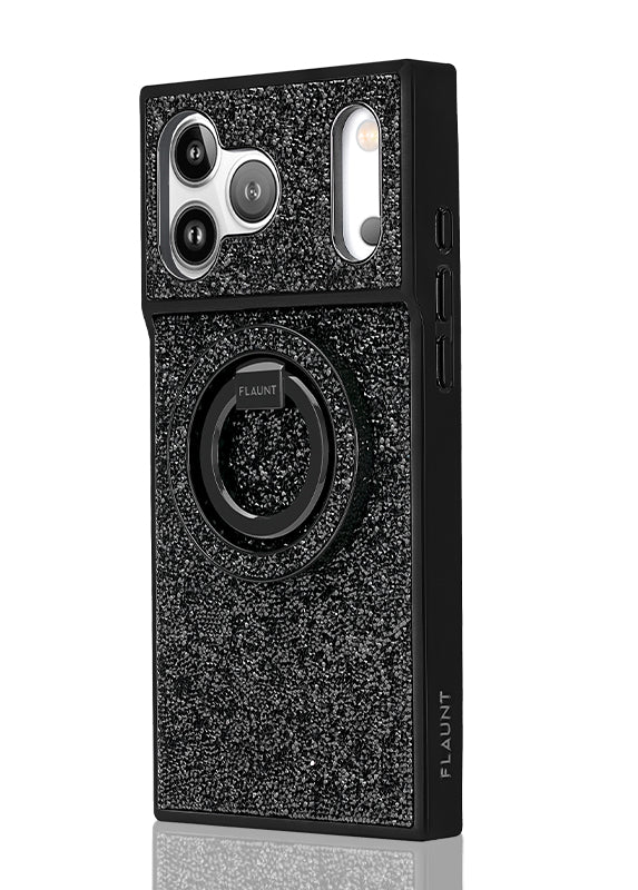 Black Crystal Elegance Premium Metallic MagSafe Phone Ring Stand (Works with MagSafe Cases Only)