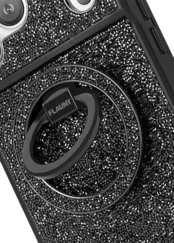 Black Crystal Elegance Premium Metallic MagSafe Phone Ring Stand (Works with MagSafe Cases Only)