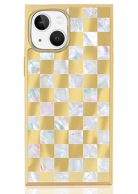 Elite Collection - SQUARE® Gold Checkered Mother of Pearl iPhone Case