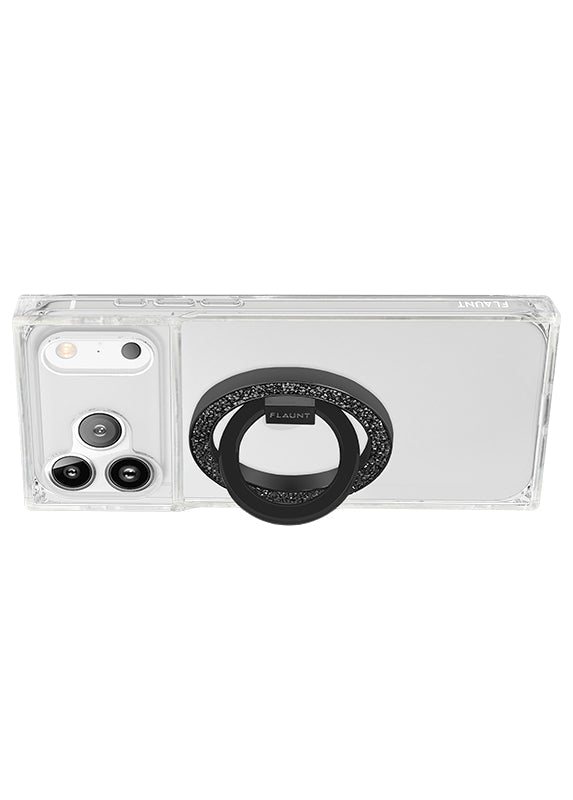 Black Crystal Elegance Premium Metallic MagSafe Phone Ring Stand (Works with MagSafe Cases Only)
