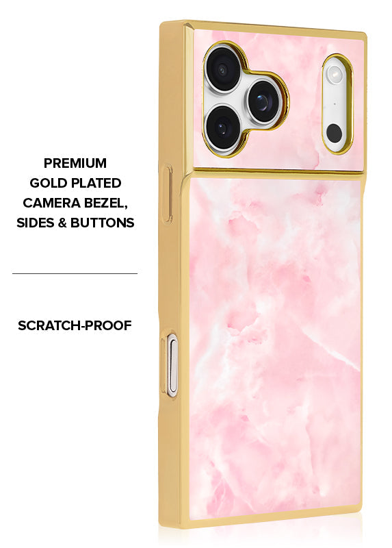 Elite Collection - SQUARE® Gilded Faux Rose Quartz iPhone Case