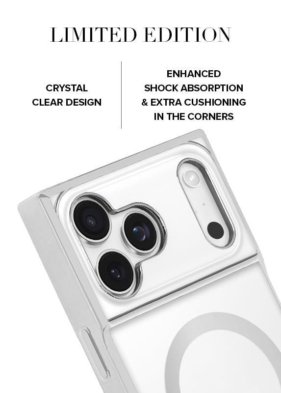 Elite Collection - SQUARE® Chromed Crystal Clear Silver iPhone Case